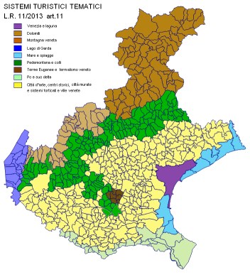 Mappa Veneto con tematismi turismo