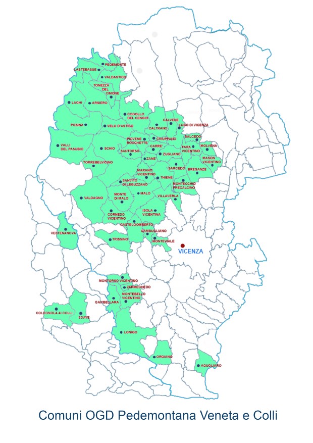 Mappa Comuni OGD Pedemontana Veneta e Colli