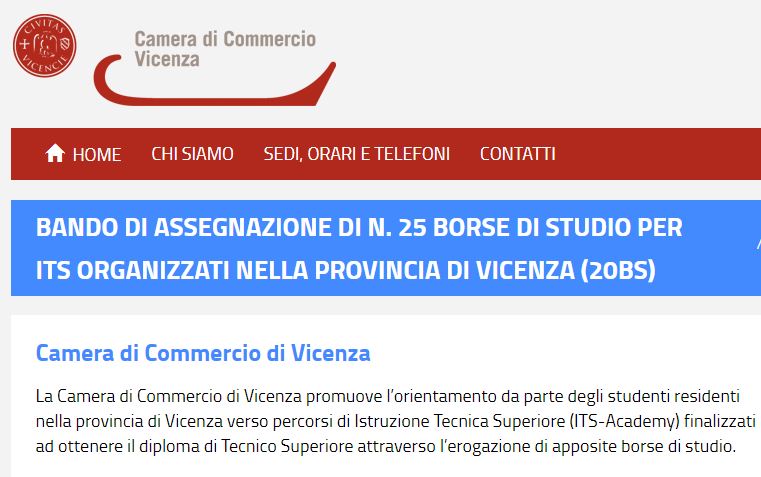 Bando CCIAA ITS Vicenza